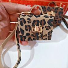 1pc Fashion Leopard Print Keychain With Coin Pouch - High Quality Faux Leather Material, Embossed Design, Rectangular Shape, Stylish Car Key And Bag Accessory, Ideal Gift, Key Organizer | Keychain | Gold Snap, Key Holder, Car Keychain, Girl Bag Charm, Backpack Decor. Coin Pouch Keychain, Cute Bag Charm, Car Keychain, Schoolbag Decoration, Small Gift - Multicolor - View 5