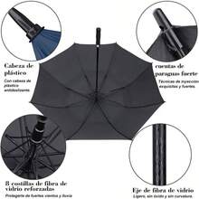 Paraguas de Sombrilla con Proteccin Paraguas de Pro - Line Resistente al Viento Paraguas con Construccin de Fibra de Vidrio Sombrilla Ligero Resistente al AguaAzul - Azul - Ver 5