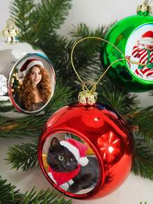 1PC Personalized Heat Transfer Printing Photo Circular Plastic Christmas Hanging Ball, Christmas Tree Decoration Hanging Ball, Pendant, Backpack Pendant, Home Decoration Pendant, Customized Photo Picture, Customized Product - Multicolor - View 4