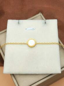 4 件/套女士 18K 镀金方形白色人造珍珠项链、手链、耳环套装 - 生日、母亲节、情人节、约会、舞会、婚礼季、波西米亚度假风格情人节礼物 - 彩色 - 查看 10