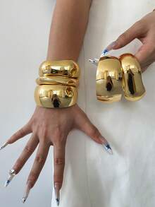 3 buc brățări vintage cu manșetă, brățări aurii, brățări late, brățară groasă cu farmec, set de brățări, brățară lată, stil punk gros, luxos și unic pentru ea, pentru decor zilnic, petrecere, banchet