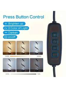 2 Sets Modern Table Lamps, Dimmable Spiral Bedside Lamps, 3-Color 10-Brightness LED Desk Lamp For Bedroom, Living Room, Office