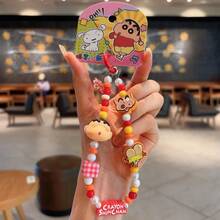 蜡笔小新套装：超人小新手链扣和串珠手机挂饰，DIY 可爱动漫配件，手机/包/相机防丢带，耐用，怀旧收藏品，情侣/粉丝的完美礼物，跨境热销 - 彩色 - 查看 2