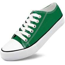 Haifago Low Top Green Lace Up Casual Canvas Sneakers For Women, Comfortable Lightweight Classic Fashion Green Sneakers Popular 2025,Tennis Shoes,Suitable For Daily Wear, Indoor, Outdoor, Work,Green Shoes,Women Shoes - 綠色 - 查看 3