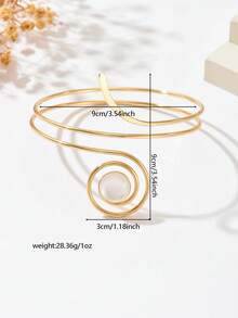 1pc Elegant Summer Gold Spiral Geometric Turquoise Armband, Adjustable Bracelet Suitable For Party, Banquet, Girlfriend Gift, Date Accessory