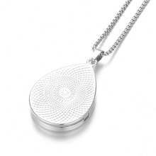 1 Set Water Drop Shape Aromatherapy Diffuser Pendant Necklace Aroma Jewelry Hollow Out Tree Of Life Flower Scent Aroma Perfume Essential Oil Diffuser Necklace For Women Sweater Chain Teardrop Necklace Christmas Halloween - Silver - View 8