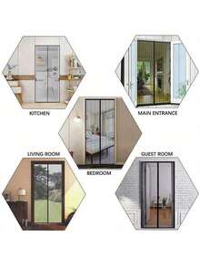 Magnetic Mesh Screen Door, Magnetic Curtain, Self-Sealing Thickened Mesh Partition, Effectively Blocks Mosquitoes, Suitable For Indoor And Outdoor Use, Can Be Used As Indoor Partition, Applicable To Bedroom, Wardrobe Door, Perfect Gift For Women, Also Suitable For Balcony, Office, Bathroom, Living Room, Bedroom, Wedding, Kitchen, Dorm, Home Decor, Ideal Choice For Bathroom Accessories, Autumn Decor, Furniture, Curtains, Mosquito Net - Multicolor - View 10