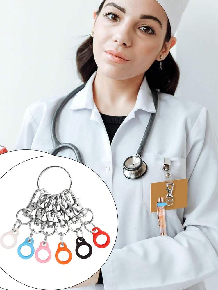 笔夹钥匙扣，护士笔夹，防丢笔夹，口红夹，实用礼品夹，化妆刷夹，汽车钥匙收纳夹，医护人员证件夹，医护人员必备，办公桌收纳，护士感谢礼品 - 彩色 - 查看 4