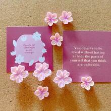 10pcs/20pcs/30pcs Pink & Purple Floral Shaped Pushpins, Cute Cartoon Resin Peach Blossom Decorative 3D Thumbtacks For Cork Board, Photo Decoration, Photo Wall, Map And School Supplies Decoration, Holiday Decor Materials - Multicolor - View 6