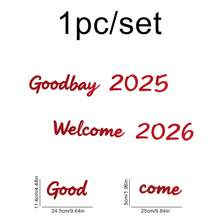 HELLO 2026 HAPPY NEW YEAR Simple Letter Wall Sticker Party Background Wall Decor - Red - View 5