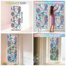 Adhesivos para Ventanas, Estilo Ocenico Decorativa Pelcula de Privacidad 3D Hologrfica Colorida Fcil de Aplicar Reutilizable para Decoracin del Hogar la Habitacin y la Oficina - colorido - Ver 1