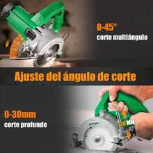 Anirona 1600W Sierra Circular Eléctrica Ranuradora Concreto, 12000RPM Juego De Sierra Circular Con Hoja De 4-1/2, 0-45 ° Ángulo De Corte Ajustable Para Cortar Madera,ármol, Azulejo de cerámica - 1 - Ver 2