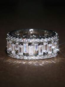 1pc Luxe Elegant Engagement Ring,Chic Gift For Men And Women,Anniversary Birthday Wedding Jewelry(No Box)