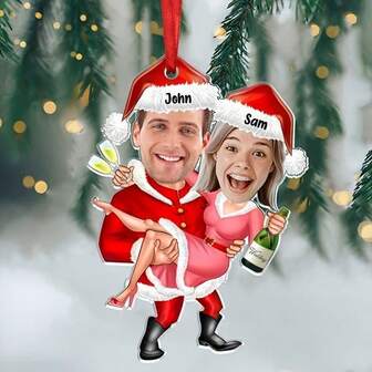 Personalized Couple Funny Photo Acrylic Hanging Ornament, Ideal For Valentine'S Day, Christmas, Anniversaries, Weddings Festive Holiday Decor Gift, Christmas Decorations,Elegant Living,Artful Living