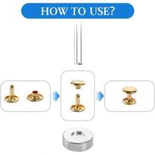 Sets Leather Rivets 8x10mm Double Cap Rivets Snaps Metal Studs Fasteners With 3pcs Setting Tools Leather Repair Decoration, Bronze - Gold Tone + 8x10mm - View 5