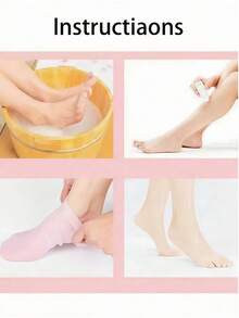 High Elasticity Silicone Socks, Reusable SPA Socks, Anti-Slip Gel Heel Socks, Suitable For Men & Women With Dry Skin, Dry Feet, Rough Skin For At-Home Foot Care. Use With Your Favorite Lotion And Moisturizer.,Bag,Organizer,Storage. - Multicolor - View 4