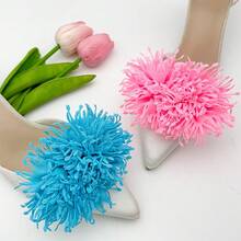 2pcs New Detachable Tassel 3D Embroidered Shoe Clips Decorative Accessories For High Heels, Sandals - Multicolor - View 10