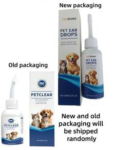 1 pieza Gotas para oídos de mascotas adecuadas para gatos y perros - Limpian eficazmente el cerumen, los residuos y las secreciones, y mantienen el conducto auditivo limpio. El diseño tubular ergonómico facilita su uso con precisión. Cada botella tiene una capacidad de 2.03 onzas (longitud de cuidado ideal, evitando el desperdicio excesivo).