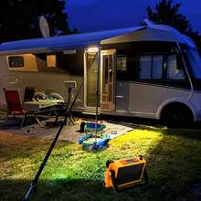 1/2pcs Outdoor Solar Spotlight, 144 LED Portable Handheld Lamp With 3*1200mAh Rechargeable Battery, USB Charging Or Solar Powered, Emergency Lighting & Power Bank Function, Suitable For Home, Night Walk, Camping - Orange - View 3