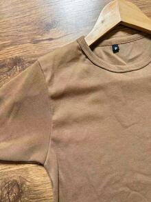 Men's Ribbed American Style T-Shirt..SLIM FIT MODEL - Lạc đà - Xem 3