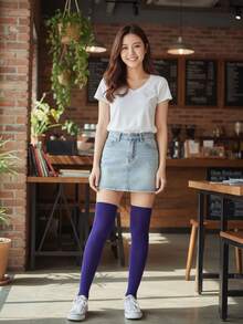Don Calcetin Women Over The Knee Socks - 紫羅蘭色 - 查看 2