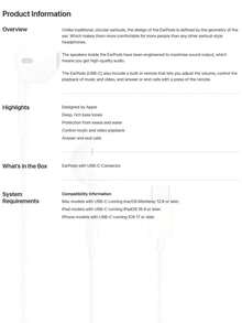 Apple Apple/Apple Original EarPods Wired Headphones USB-C Connector Genuine - trắng - Xem 8