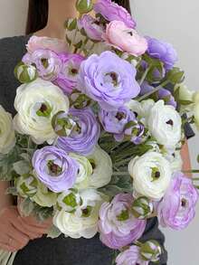 Sztuczna piwonia z 4 kwiatami i 2 pąkami – wysokiej jakości jedwabny materiał, realistyczny dotyk, elegancki wzór kwiatowy – sztuczna dekoracja kwiatowa do domu, bukiety ślubne, centralne elementy stołu jadalnego, zaręczyny, bankiety, randki, rekwizyty fotograficzne, wieńce, tła ślubne – idealne na Walentynki, imprezy i całoroczne dekoracje