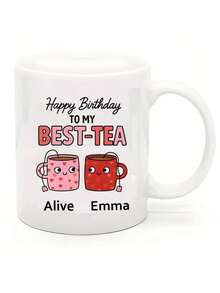 [Personalized Tea Mug] 11oz Ceramic Best Friend Tea Mug | Personalized "You'll Always Be My Best-Tea" Design, Dishwasher , Perfect For Birthdays, Christmas, Anniversaries & Long-Distance Gifts - Multicolor - View 19