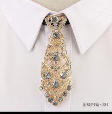Stylish And  Unisex Tie With Metal Rhinestone Embellishments, Suitable For Parties, Receptions, Weddings, And Emcees. - Đế vàng đính kim cương trắng-004 - Xem 13