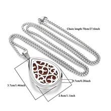 1 Set Water Drop Shape Aromatherapy Diffuser Pendant Necklace Aroma Jewelry Hollow Out Tree Of Life Flower Scent Aroma Perfume Essential Oil Diffuser Necklace For Women Sweater Chain Teardrop Necklace Christmas Halloween - Silver - View 6