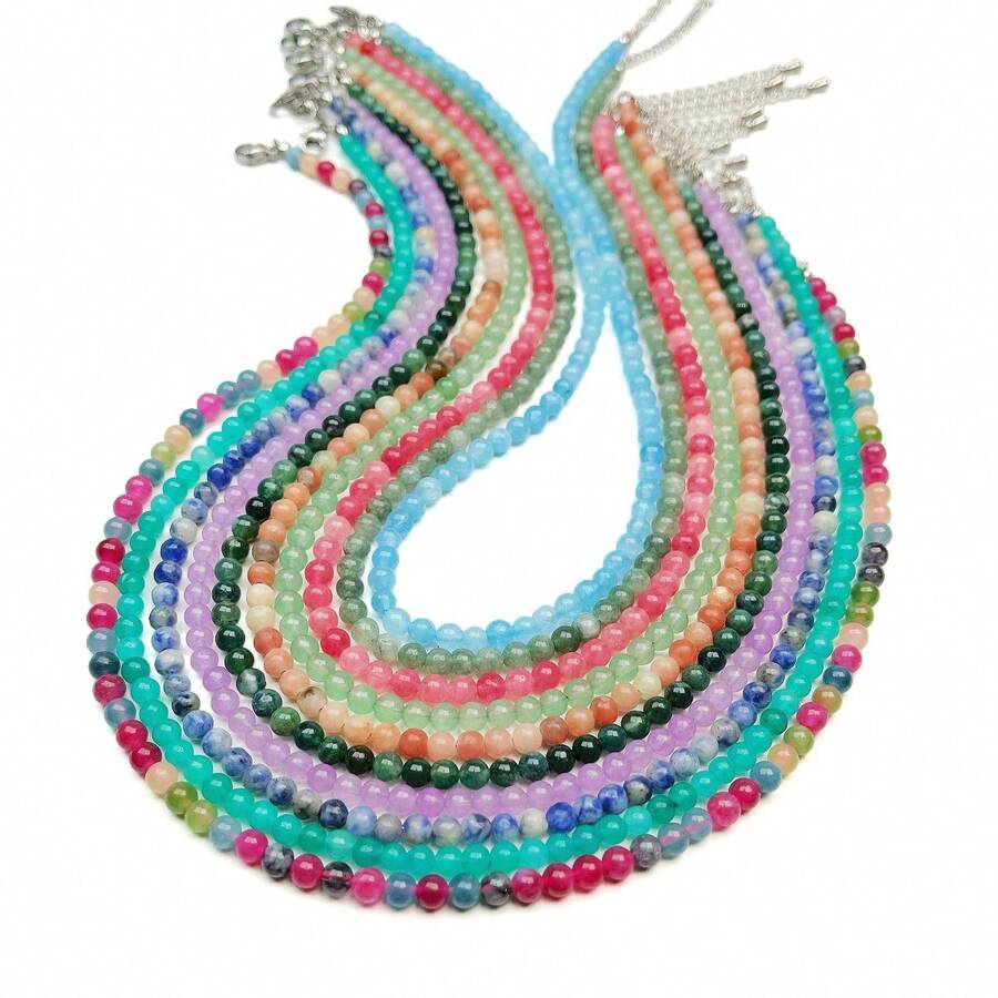 Collar de cuentas de piedras naturales de colores para la dopamina de las mujeres, joyería de de contraste vibrante, recomendación de regalo de cumpleaños