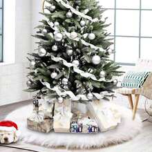 1pc/15pcs White Plush Christmas Tree Skirt, Christmas Tree Decoration, 30*30cm/90*90cm/120*120cm/150*150cm Christmas Party Decoration Carpet, Christmas Home Decor Christmas Decorations Home Christmas Gifts Christmas Decor - White - View 3