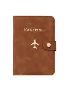 1pc Passport Holder Minimalist Travel Accessory, Convenient Storage Passport Multi-Card PU Passport Holder, Snap Closure, Faux Leather Lining, Airplane Pattern, Holiday Supplies, Travel Items, Passport Wallet, Travel Accessories, Business Casual Woman And Man, Travel Essentials, Travel Must Haves, For Travel And Back To School, For Gift Giving Family Friends Lovers
