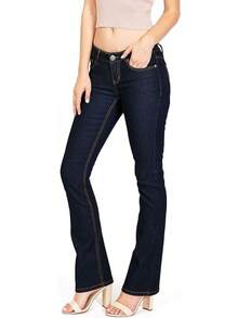 Wax Women's Juniors Mid Waist Boot Cut Straight Jeanshalloween