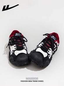 1双 WARRIOR 女式休闲滑板鞋，系带设计，厚底，增高，低帮，户外平底滑板鞋，温暖休闲，适合秋冬季。现代设计女式厚底厚底运动鞋，经典款式，复古细节，舒适时尚。拼接材质设计，适合学生。