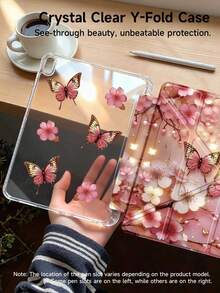 蝴蝶花保护套，兼容 iPad (A16) 第 11 代 11 英寸 2025、iPad 10.2/Mini6/Mini7/9.7 英寸、平板电脑保护套，兼容三星 Galaxy Tab A9 Plus，3+Y 可折叠防弯折，硅胶加固边角，自动唤醒/睡眠功能，内置笔槽，多角度可折叠支架 - 完美日常保护，时尚简约图案。 - 彩色 - 查看 2