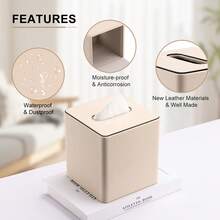 Hộp đựng khăn giấy vuông bằng da PU thanh lịch có khóa từ, hộp đựng khăn giấy trang trí cho phòng tắm, nhà bếp, nhà bếp, hộp đựng khăn giấy và giấy vệ sinh có thể nâng cấp khi quay lại trường - Nhiều màu - Xem 6