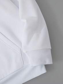 Krometka 男士秋冬街头时尚乐观玫瑰印花黑色连帽卫衣 - 白色 - 查看 6