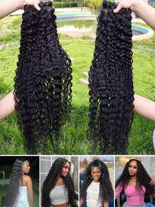 CEXXY 12A Grade Mink Virgin Human Hair Weaving Bundles Brazilian Deep Wave Bundles Human Hair Weft Natural Color Unprocessed Curly Hair Extensions For Women Double Drawn Weft Sew In Bleach And Dye Friendly 10-26 Inch Heat Resistant - SPure Natural - 查看 10