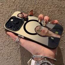 Funda magnética plateada colorida para teléfono con diseño de gafas para chicas. Diseño elegante y moderno. - Negro - Ver 2
