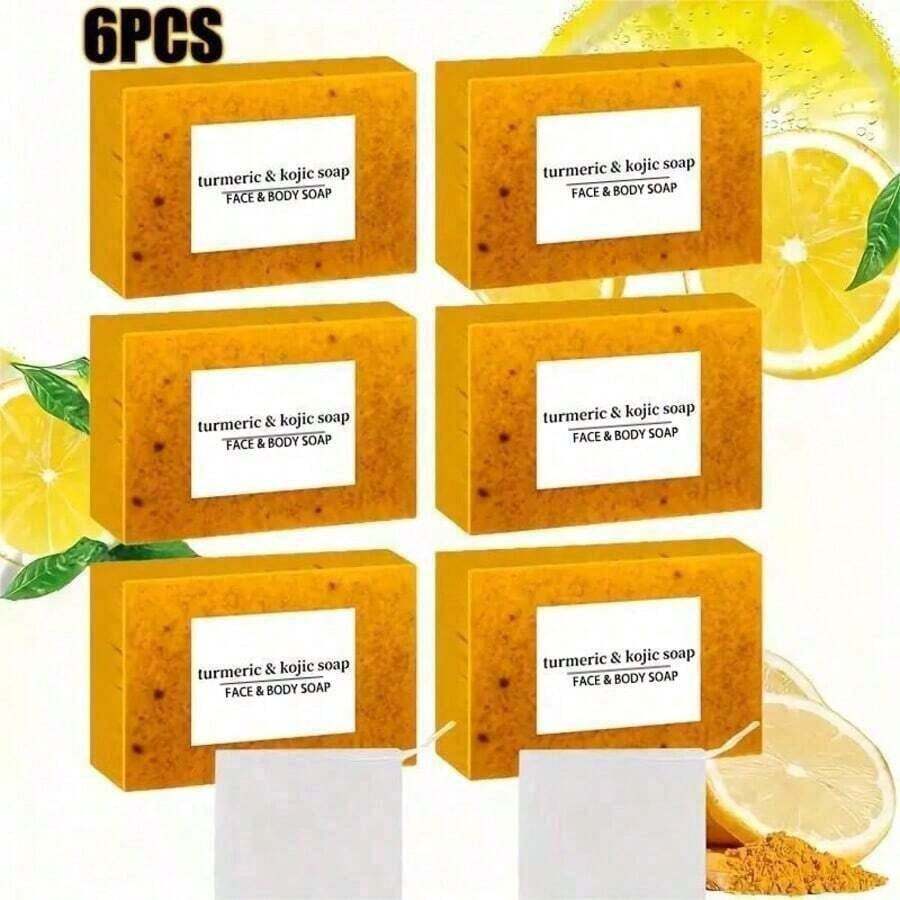 Turmeric-Infused Handmade Soap, No Alcohol, Non-Irritating, Comes With A Foam Net, Rich Lather Face And Body, And Keeps Skin Moisturized With A Light Fragrance.