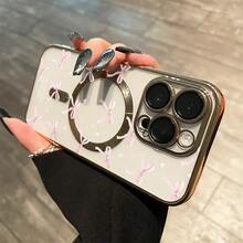 Funda magnética con lente integral y baño de oro, con diseño de lazo rosa. Compatible con carga inalámbrica magnética. Compatible con phone 16 Pro Max, 16, 15 Pro, 14, 14 Plus/14 Pro Max, 13, 13 Pro, 12 Pro, 11/11 Pro y la serie Pro. Es un excelente teléfono para amigos, cumpleaños y festividades. - Dorado - Ver 10