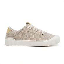 Tênis feminino casual de amarrar tecido e couro palmilha gel conforto Via Madamah Tênis street colorido