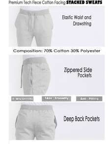 Mens Casual Tech Fleece Solid Stacked Sweat Pants - Royal White - View 4