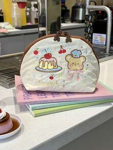 1件女孩刺繡插畫收納包，大容量便攜式拉鍊化妝包，適合旅行與度假必需品，可收納衛生棉、鑰匙、手機、充電器、口紅、化妝品、香水、化妝刷，收納盒與收納袋，適用於護膚與美容產品，適合女性、學生、女學生，聖誕禮物與開學禮物 - 彩色 - 查看 18