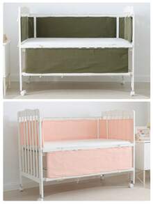 1套2件婴儿床保险杠软垫防撞床栏防护装置，婴儿床围栏，婴儿床上用品套装，婴儿床衬垫，婴儿床配件 - 彩色 - 查看 11