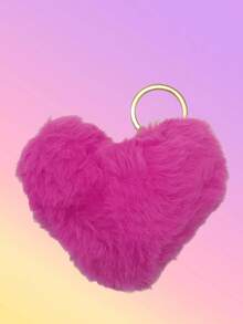 Cute Heart-Shaped Pom Pom Pendant, Adorable Plush Keychain Bag Charm, Multifunctional Decorative Gift, Girly Christmas Present - Holiday Atmosphere - Sweet Scene - Multicolor - View 16