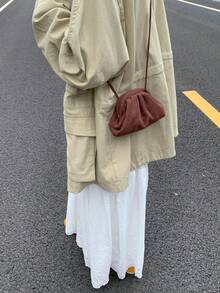 迷你女士云朵单肩包，哑光小斜挎包，韩版时尚钱包，口红包 - 咖啡 - 查看 1