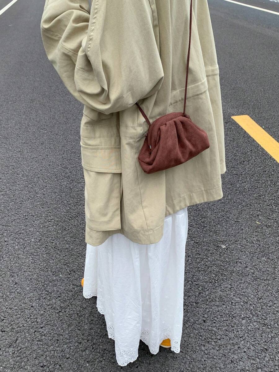 迷你女士云朵单肩包，哑光小斜挎包，韩版时尚钱包，口红包 - 咖啡 - 查看 1