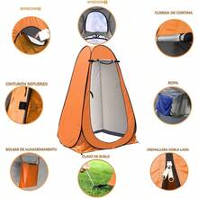 Carpa de Ducha para Acampar, Tienda de Campaa para Ducha, bao de Campamento, 1.9x1.2x1.2m Fcil de Montar, Ligero Plegable para Acampar, Caminar, Viajar a la Playa Junto al Mar - Naranja - Ver 5